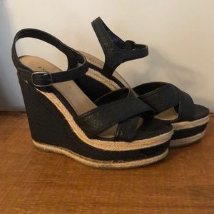 3/$15 Express black espadrille style wedges